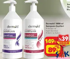 DERMOKİL ŞAMPUAN ÇEŞİTLERİ 1000 ML fiyat ve kampanya bilgisi
